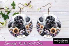 Newfoundland Earrings Dog Sublimation Floral PNG Product Image 1