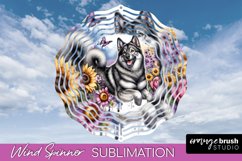 Norwegian Elkhound Wind Spinner Dog Sublimation Floral PNG Product Image 1