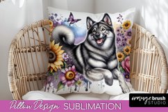 Norwegian Elkhound Pillow Cover Dog Sublimation Floral PNG Product Image 1