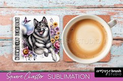 Dog Square Coaster - Dog Mom Floral Coaster Sublimation Product Image 1