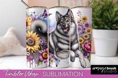 Norwegian Elkhound Tumbler Wrap Dog Sublimation Floral PNG Product Image 1