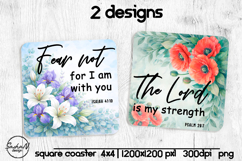 Christian square coaster sublimation design, Bible verse png Product Image 1