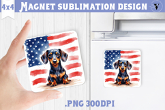 Square Magnet | 4th of July | Patriotic Dog Product Image 1