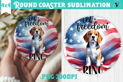 Round Coaster | 4th of July | Patriotic Dog Product Image 1