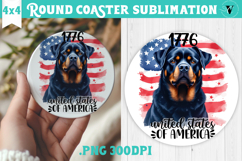 Round Coaster | 4th of July | Patriotic Dog Product Image 1