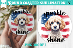 Round Coaster | 4th of July | Patriotic Dog Product Image 1
