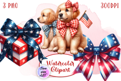 4 of July Patriotic Dog American Flag Clipart Fun Product Image 1