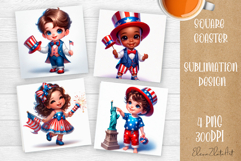 4 of July Patriotic baby, American Flag square coasters Product Image 1