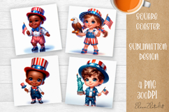 4 of July Patriotic baby, American Flag square coasters Product Image 1