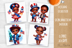 4 of July Patriotic baby, American Flag square coasters Product Image 1
