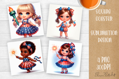 4 of July Patriotic baby, American Flag square coasters Product Image 1