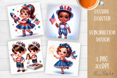 4 of July Patriotic baby, American Flag square coasters Product Image 1