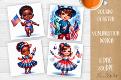 4 of July Patriotic baby, American Flag square coasters Product Image 1