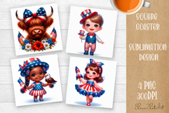 4 of July Patriotic baby, American Flag square coasters Product Image 1