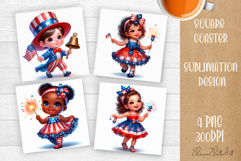 4 of July Patriotic baby, American Flag square coasters Product Image 1