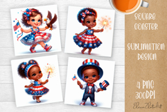 4 of July Patriotic baby, American Flag square coasters Product Image 1