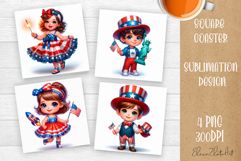 4 of July Patriotic baby, American Flag square coasters Product Image 1