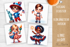 4 of July Patriotic baby, American Flag square coasters Product Image 1
