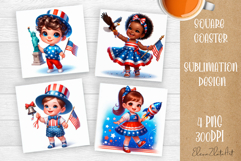 4 of July Patriotic baby, American Flag square coasters Product Image 1