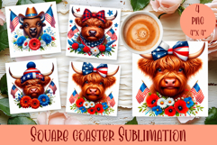 4 of July Patriotic animal American Flag Coaster Product Image 1