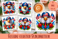 4 of July Patriotic animal American Flag Coaster Product Image 1