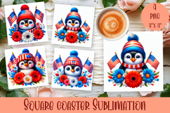 4 of July Patriotic animal American Flag Coaster Product Image 1