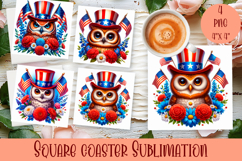 4 of July Patriotic animal American Flag Coaster Product Image 1