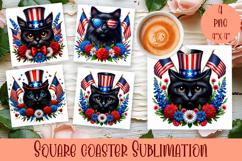 4 of July Patriotic animal American Flag Coaster Product Image 1