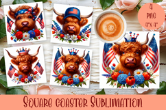 4 of July Patriotic animal American Flag Coaster Product Image 1