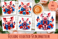 4 of July Patriotic animal American Flag Coaster Product Image 1