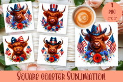 4 of July Patriotic animal American Flag Coaster Product Image 1