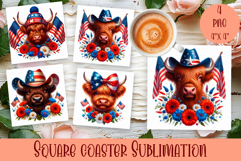 4 of July Patriotic animal American Flag Coaster Product Image 1