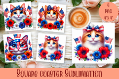 4 of July Patriotic animal American Flag Coaster Product Image 1