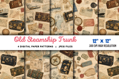 Old Steamship Trunk Stickers JPG Product Image 1