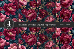 Dark Peony Floral Digital Paper Product Image 1