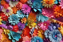Colorful 3D Flowers Pattern Digital Papers Product Image 3