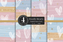 Doodle Hearts Digital Paper Pack Product Image 1