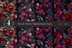 Moody Winter Floral Digital Paper Pack Product Image 1