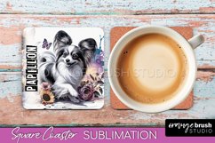 Dog Square Coaster - Dog Mom Floral Coaster Sublimation Product Image 1