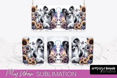 Papillon Mug Wrap Dog Sublimation Floral PNG Product Image 1