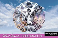 Papillon Wind Spinner Dog Sublimation Floral PNG Product Image 1