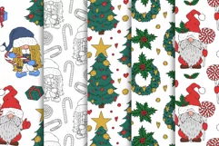 Christmas Gnomes - Cute Line Art Clip art & Patterns Vector Product Image 13