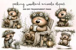 Peeking Woodland Animals Clipart PNG Product Image 1
