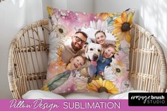 Family Photo Frame Pillow Sublimation - Floral Pillow Cover Product Image 1