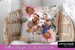 Family Photo Frame Pillow Sublimation - Floral Pillow Cover Product Image 1
