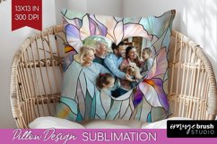 Stained Glass Photo Pillow PNG - Flowers Picture Frame Cover Product Image 1