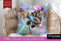 Stained Glass Photo Pillow PNG - Flowers Picture Frame Cover Product Image 1