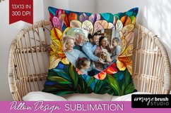 Stained Glass Photo Pillow PNG - Flowers Picture Frame Cover Product Image 1