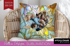 Stained Glass Photo Pillow PNG - Flowers Picture Frame Cover Product Image 1