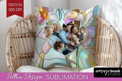 Stained Glass Photo Pillow PNG - Flowers Picture Frame Cover Product Image 1